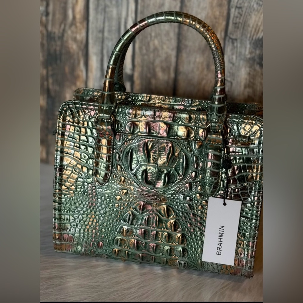 NWT Brahmin SOULFUL Cami Green copper metallic iridescent - Picture 11 of 15